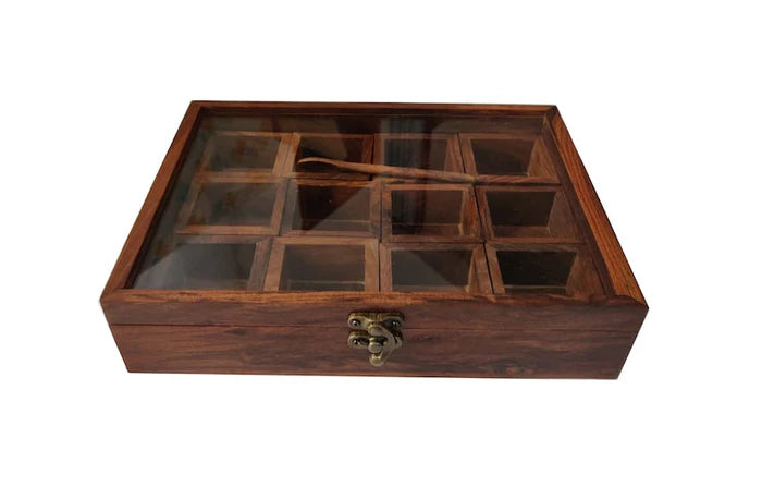 Wooden Masala Spice Box 12 Portions