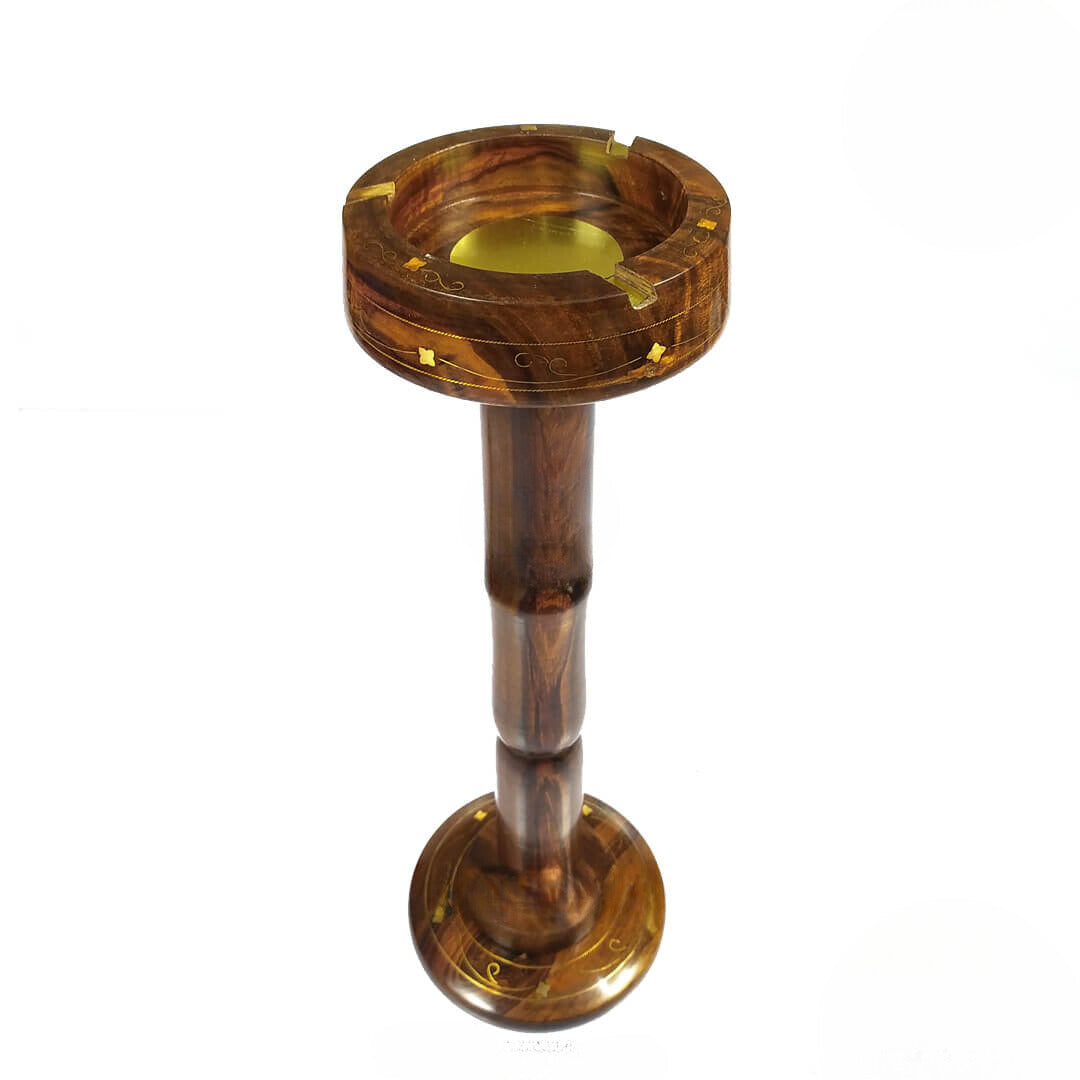 Wooden Ashtray Brass work with Stand