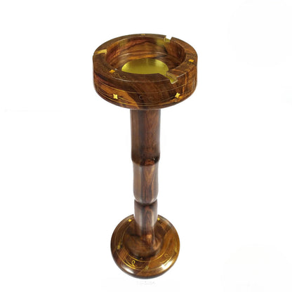 Wooden Ashtray Brass work with Stand