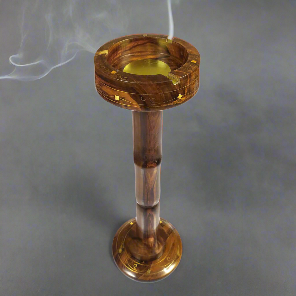 Wooden Ashtray Brass work with Stand