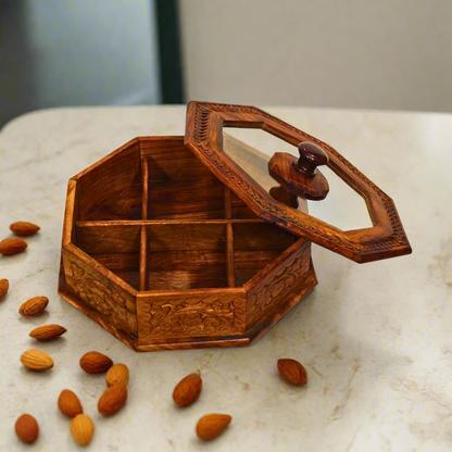 Dry Fruit Pot With Hand Carved Work