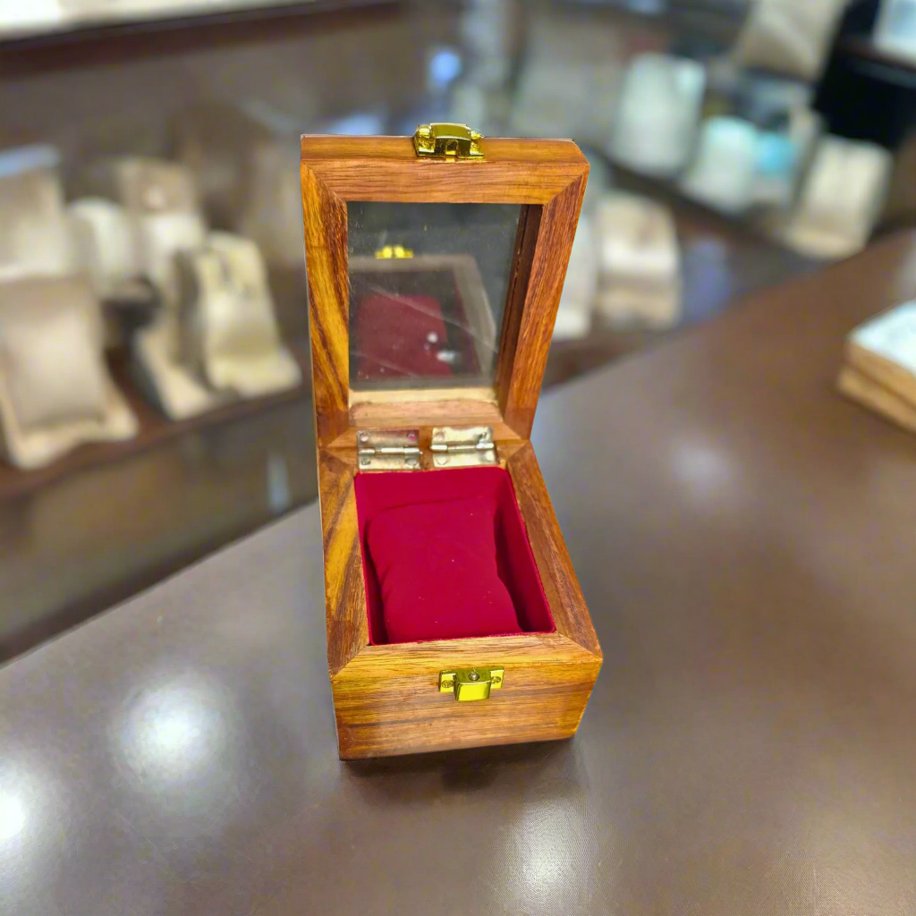 Wooden Watch Box ( 1 Portion ) With Glass Lid In Pure Shesham Wood