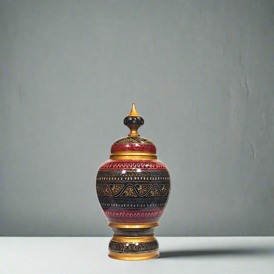 Black And Red Laquer Art jar