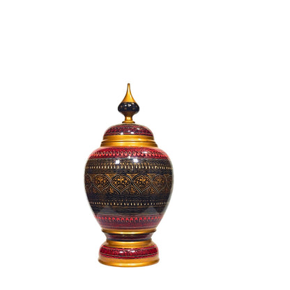 Black And Red Laquer Art jar