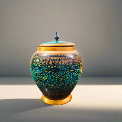 Green Naqshi Art Candy Jar