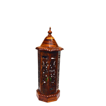 Wooden Table Lamp Large with Beautiful Hand Carving