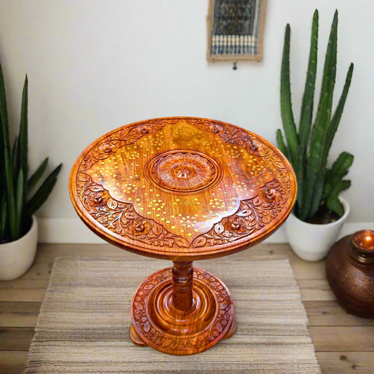 Wooden Handmaded Coffee Table With Brass work