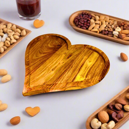 Wooden Dry Fruit Tray Heart Shape