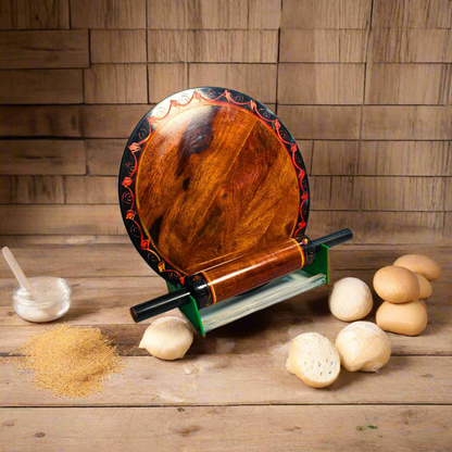 Wooden Bread Roller(Chakla Belan) Hand Made Yellow Lacquer ArT