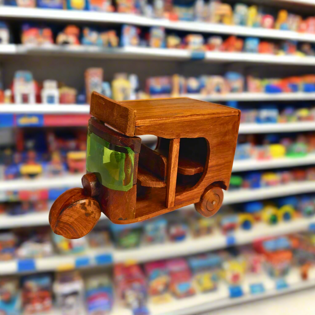 Wooden Handmaded Toy & Decoration Piece (RIKSHAW)-Eco-Friendly, Durable & Safe for Kids | Perfect Gift for Toddlers & Children