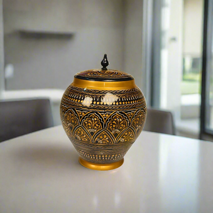 Black & Golden Naqshi Art Candy Jar