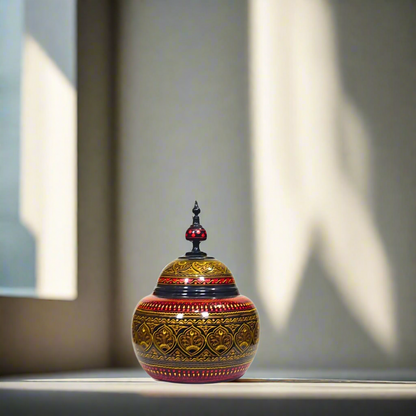 Black And Red Laquer Art jar