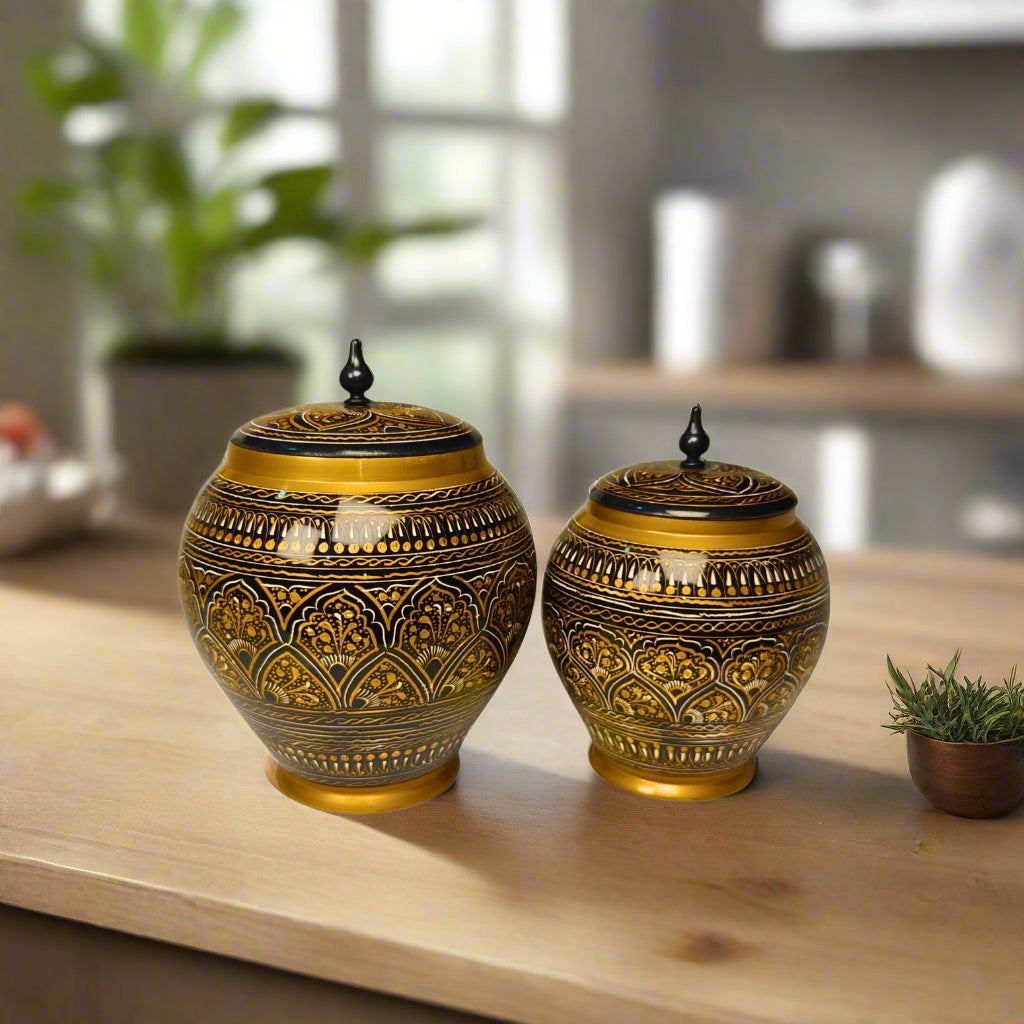 Black & Golden Candy Jar --- Set of 2