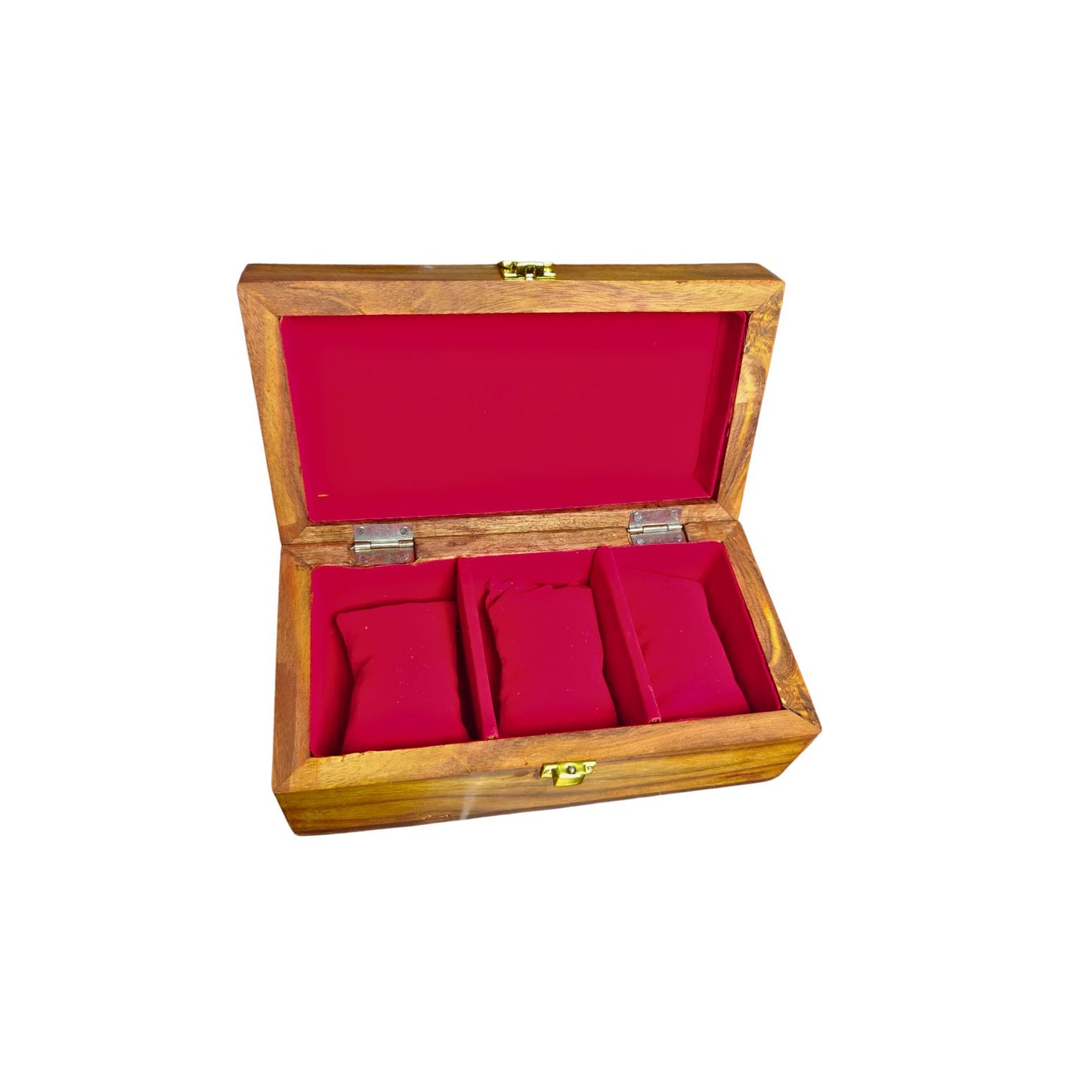 Wooden Watch Box (3 Portion ) With Solid Lid In Pure Shesham Wood