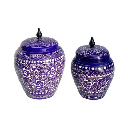 Luxe Lacquer Art-Candy Jar Set Of 2