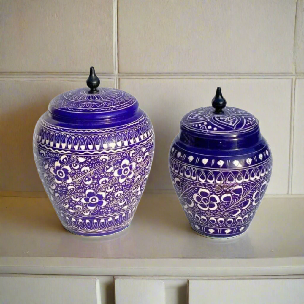 Luxe Lacquer Art-Candy Jar Set Of 2