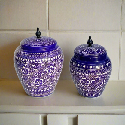 Luxe Lacquer Art-Candy Jar Set Of 2