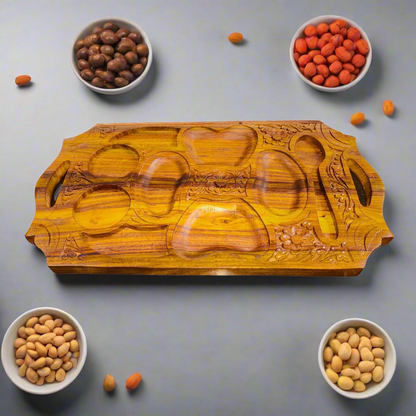 Dry Fruit Serving Tray With Portions and Hand craved