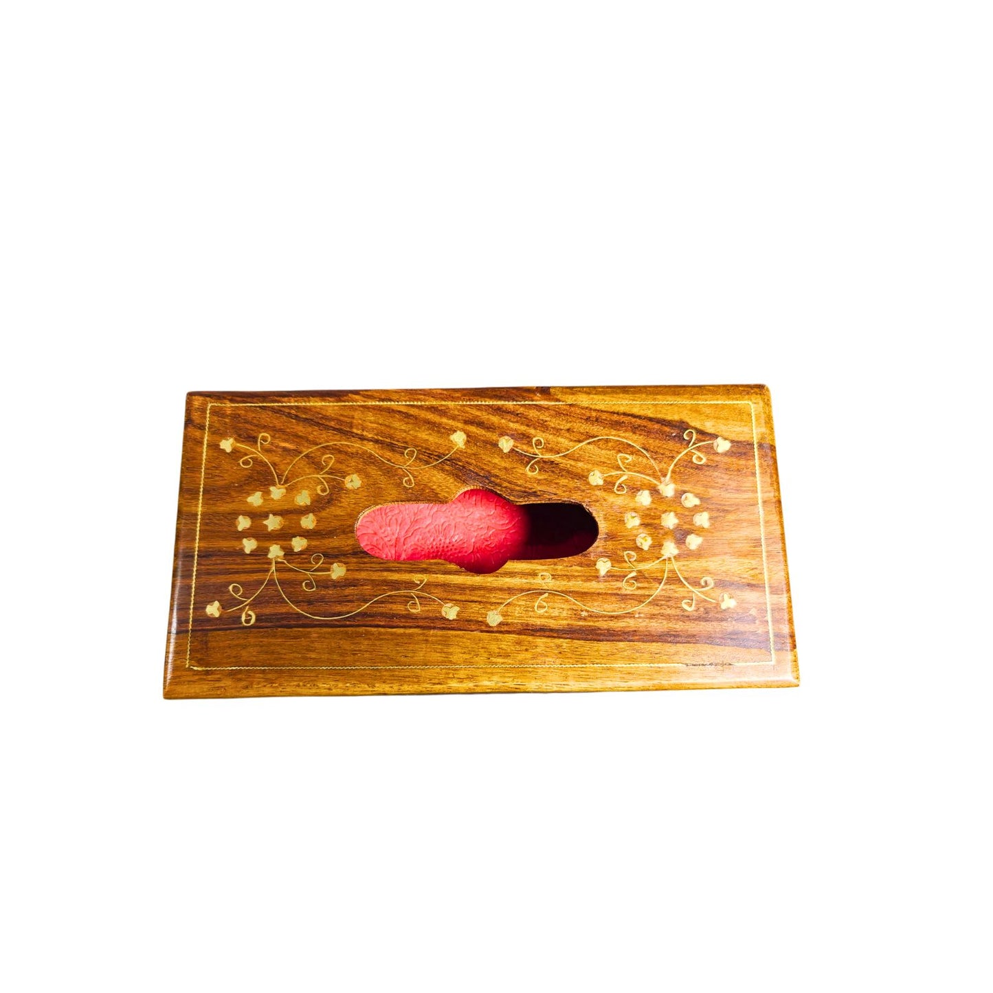 Wooden Handmaded Tissue Box With Brass Work