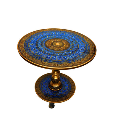 Golden Blue Lacquer Art-Coffee table 24"