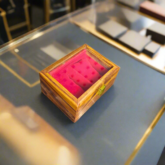 Wooden Watch Box (2 Portion ) With Glass Lid In Pure Shesham Wood