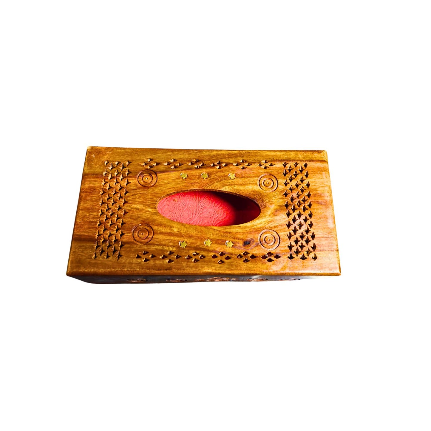 Elegant Wooden Handmade Tissue Box with Brass Accents