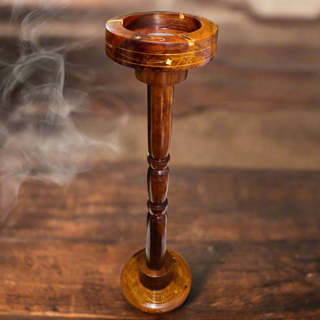 Wooden Ashtray Brass work with Stand