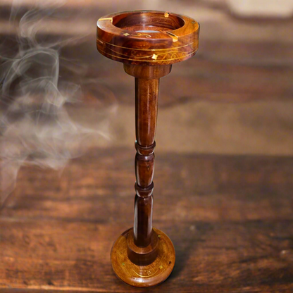 Wooden Ashtray With Stand (24" Height ) In Brass Work