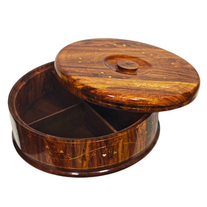 Wooden hotpot with brass work