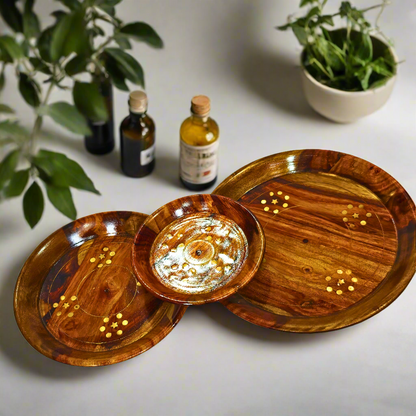 Wooden Brass Dishware