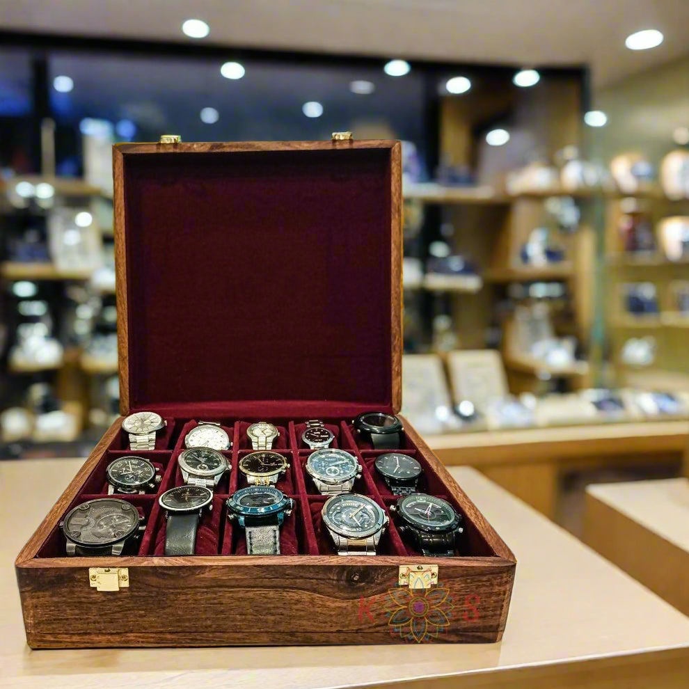 Wooden Watch Box ( 15 Portion ) With solid Cover  Handmade product