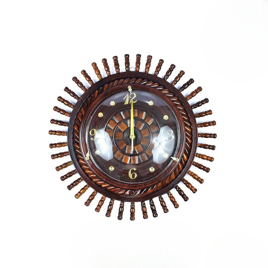 Wall Clock Wooden Dark Brown