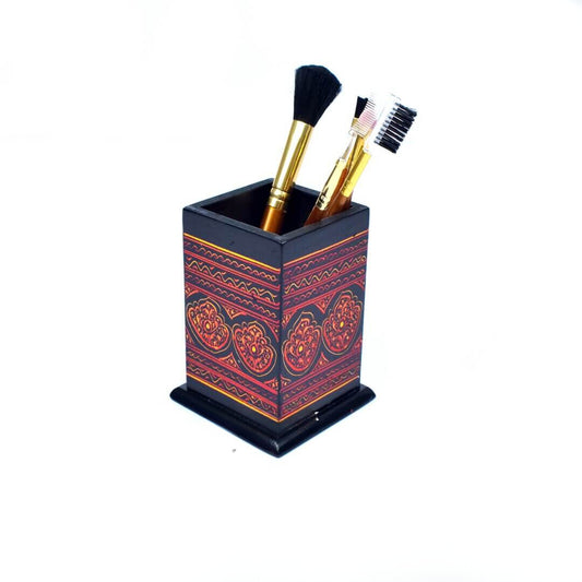 Pen Console – Brush Holder – Red Lacquer Art